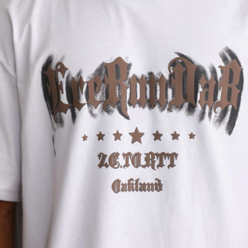 Baskılı Oversize T-Shirt - Beyaz -