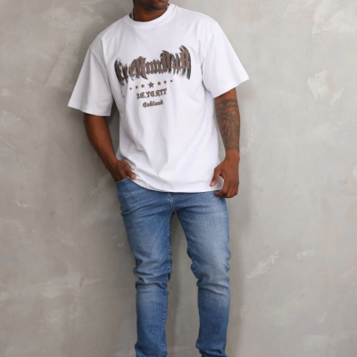 Baskılı Oversize T-Shirt - Beyaz -