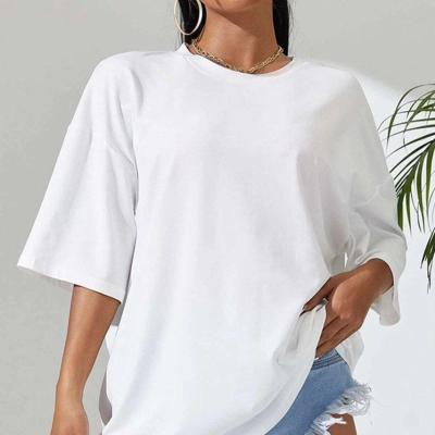 Baskılı Oversize T-Shirt - Beyaz -