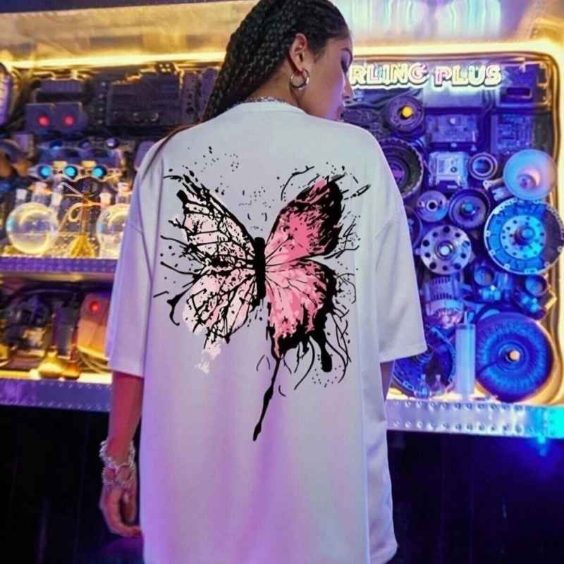 Baskılı Oversize T-Shirt - Beyaz -