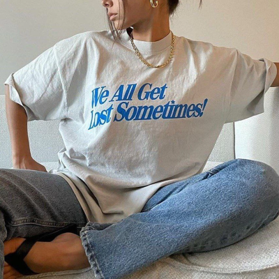 Baskılı Oversize T-Shirt - Beyaz -