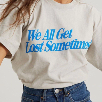 Baskılı Oversize T-Shirt - Beyaz -