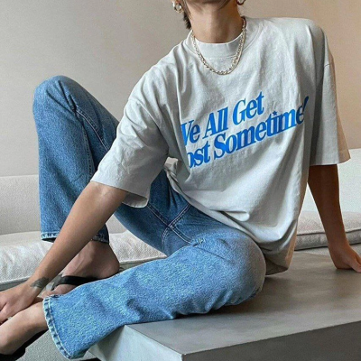 Baskılı Oversize T-Shirt - Beyaz -