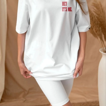 Baskılı Oversize T-Shirt - Beyaz -