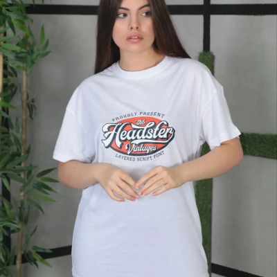 Baskılı Oversize T-Shirt - Beyaz -