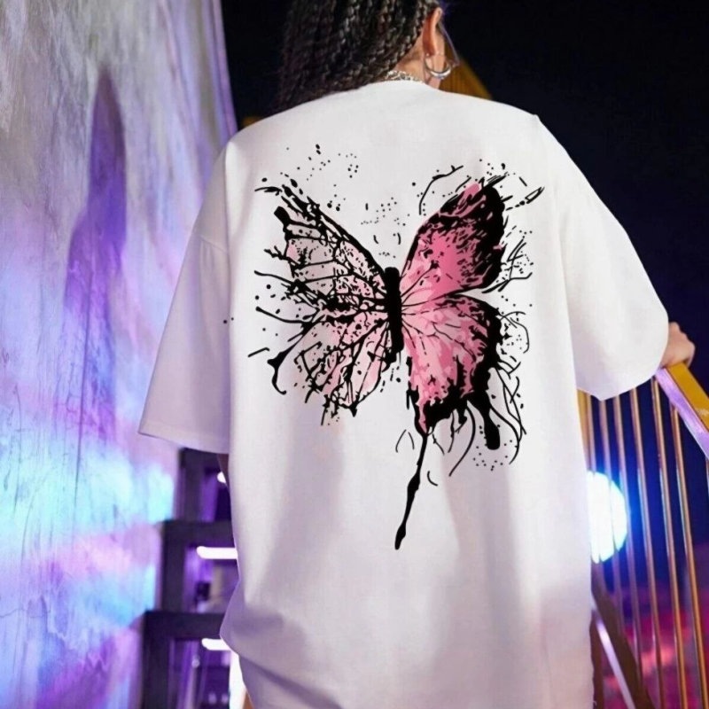 Baskılı Oversize T-Shirt - Beyaz -