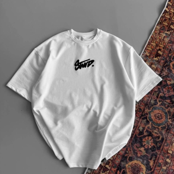 Baskılı Oversize T-shirt - Beyaz -