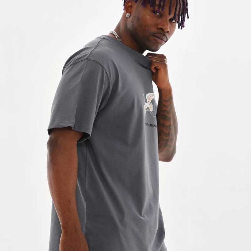 Baskılı Oversize T-Shirt - Füme -