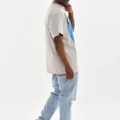 Baskılı Oversize T-Shirt - Gri -