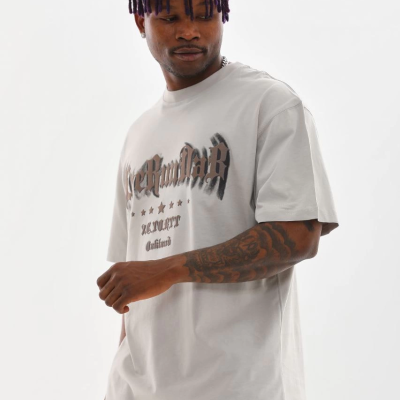 Baskılı Oversize T-Shirt - Gri -