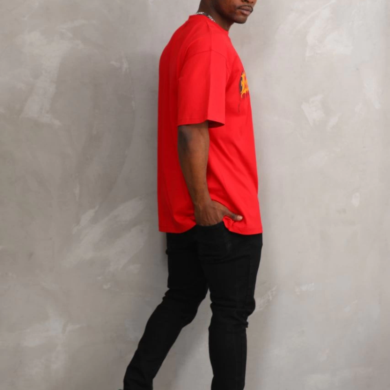 Baskılı Oversize T-Shirt - Kırmızı -