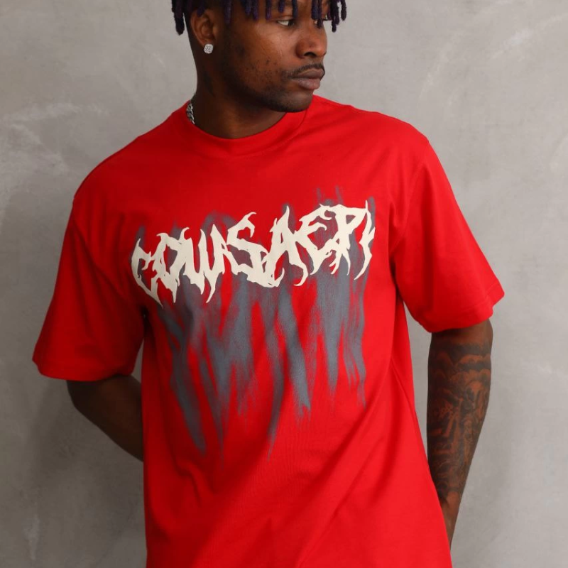 Baskılı Oversize T-Shirt - Kırmızı -