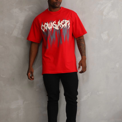 Baskılı Oversize T-Shirt - Kırmızı -