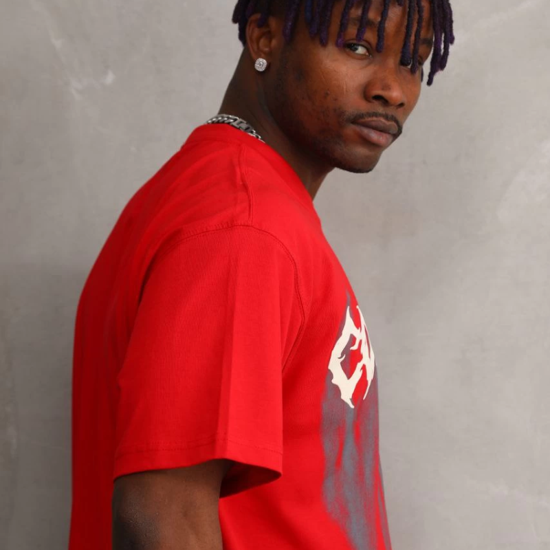 Baskılı Oversize T-Shirt - Kırmızı -