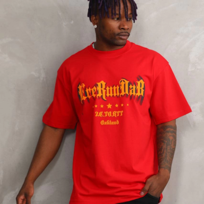 Baskılı Oversize T-Shirt - Kırmızı -