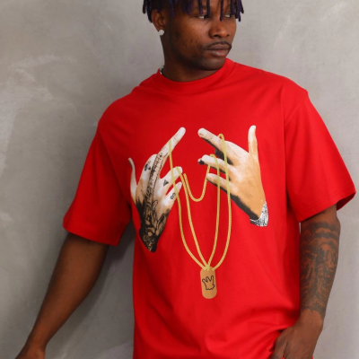 Baskılı Oversize T-Shirt - Kırmızı -