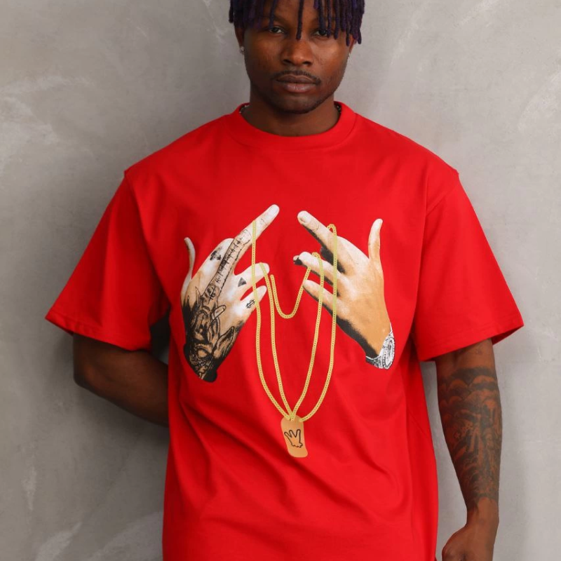 Baskılı Oversize T-Shirt - Kırmızı -