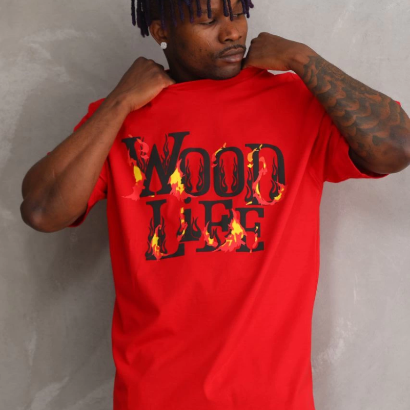 Baskılı Oversize T-Shirt - Kırmızı -