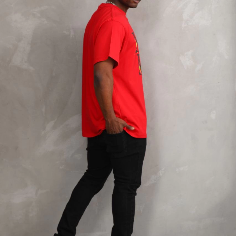 Baskılı Oversize T-Shirt - Kırmızı -