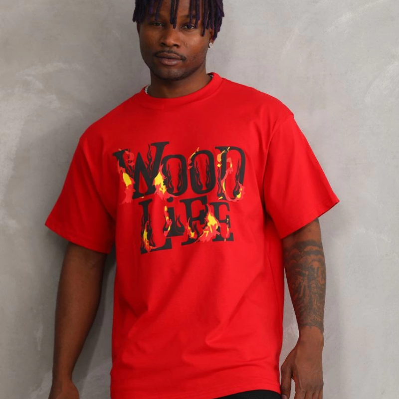 Baskılı Oversize T-Shirt - Kırmızı -