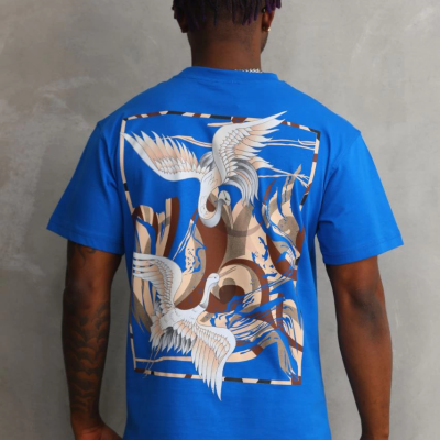 Baskılı Oversize T-Shirt - Mavi -