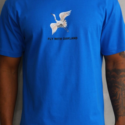 Baskılı Oversize T-Shirt - Mavi -