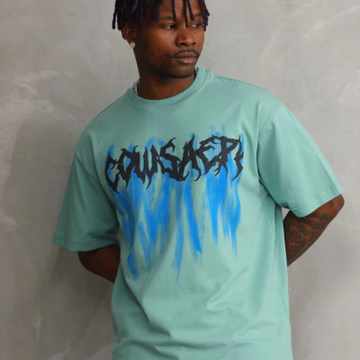 Baskılı Oversize T-Shirt - Mint Yeşili
