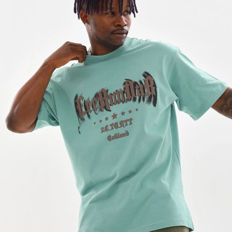 Baskılı Oversize T-Shirt - Mint Yeşili