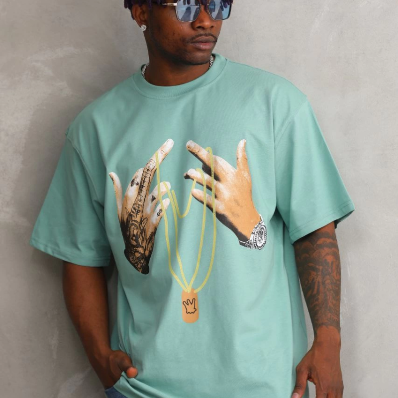 Baskılı Oversize T-Shirt - Mint Yeşili