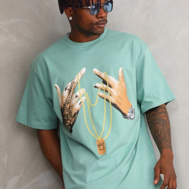 Baskılı Oversize T-Shirt - Mint Yeşili