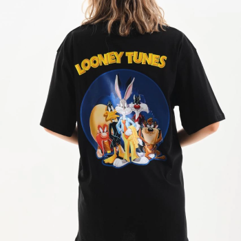 Baskılı Oversize T-Shirt - Siyah -