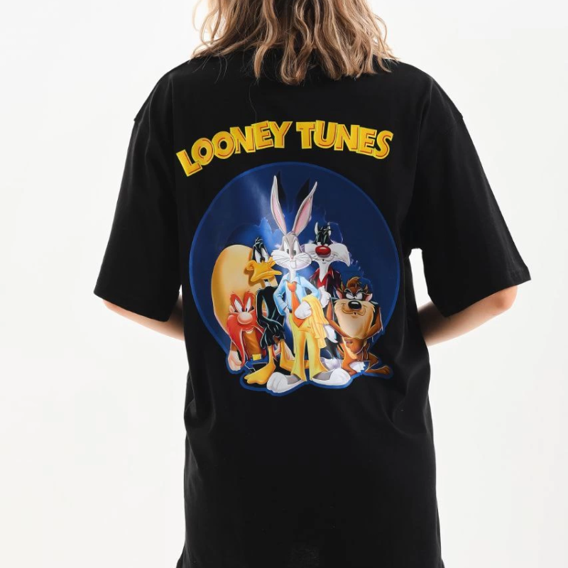 Baskılı Oversize T-Shirt - Siyah -