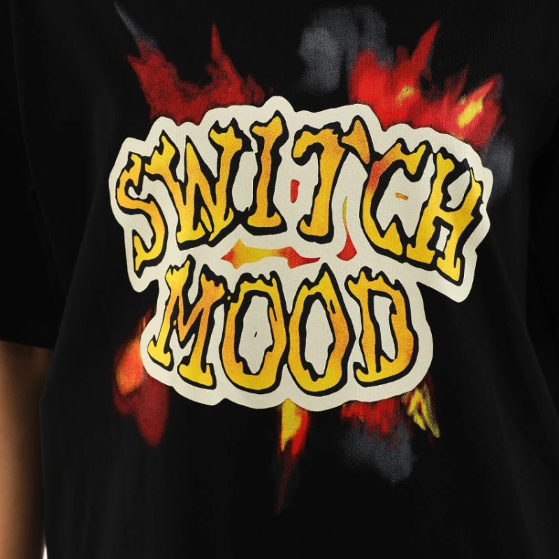 Baskılı Oversize T-Shirt - Siyah -