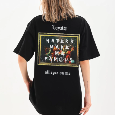 Baskılı Oversize T-Shirt - Siyah -