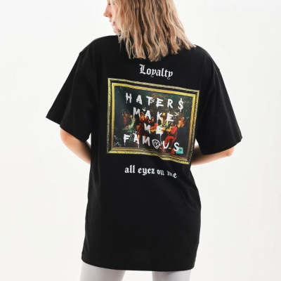 Baskılı Oversize T-Shirt - Siyah -