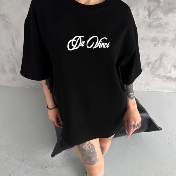 Baskılı Oversize T-Shirt - Siyah -