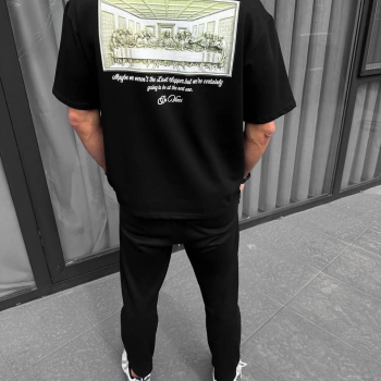 Baskılı Oversize T-Shirt - Siyah -