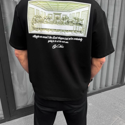Baskılı Oversize T-Shirt - Siyah -