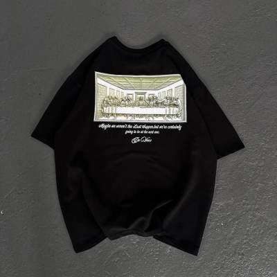 Baskılı Oversize T-Shirt - Siyah -