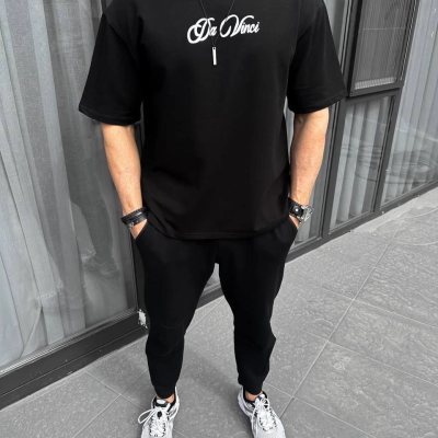 Baskılı Oversize T-Shirt - Siyah -