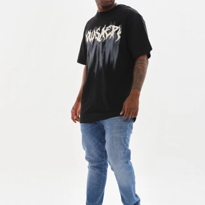 Baskılı Oversize T-Shirt - Siyah -