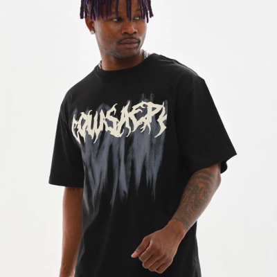 Baskılı Oversize T-Shirt - Siyah -