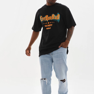 Baskılı Oversize T-Shirt - Siyah -