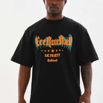 Baskılı Oversize T-Shirt - Siyah -