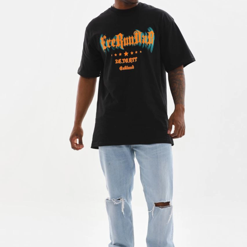 Baskılı Oversize T-Shirt - Siyah -