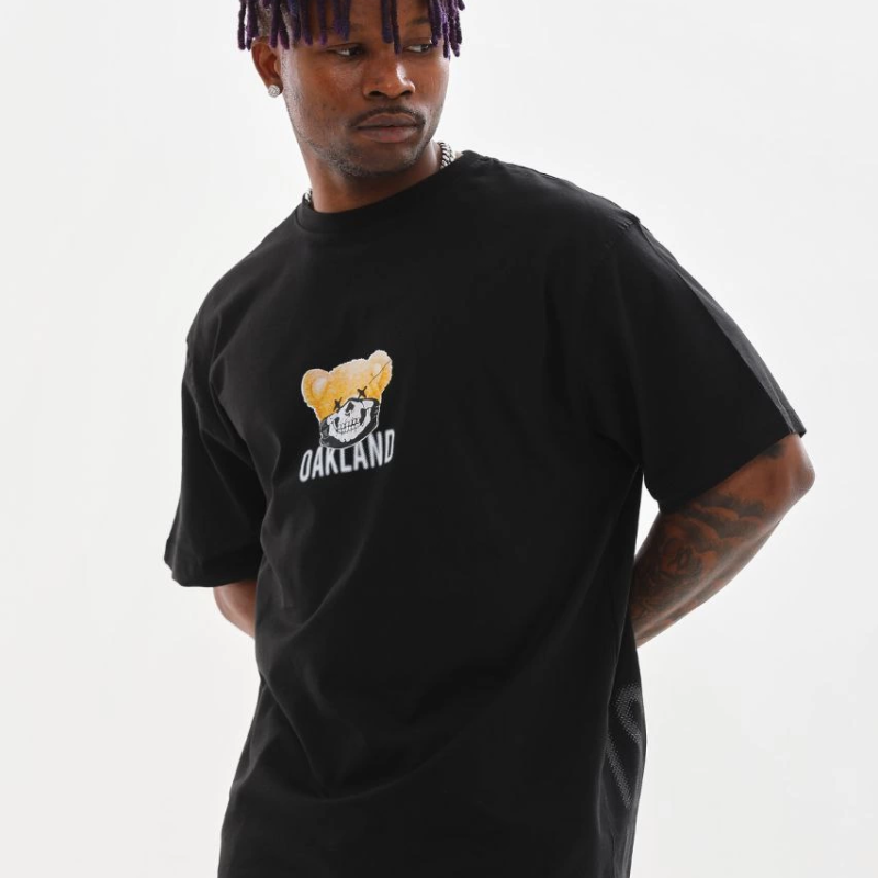 Baskılı Oversize T-Shirt - Siyah -