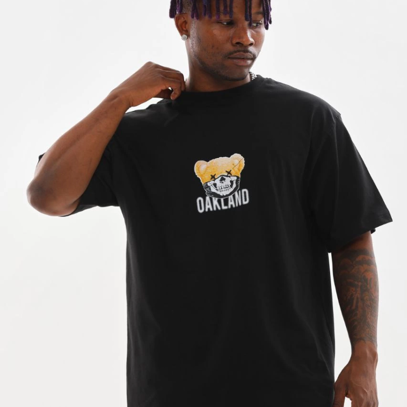 Baskılı Oversize T-Shirt - Siyah -