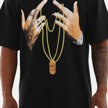 Baskılı Oversize T-Shirt - Siyah -