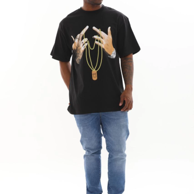 Baskılı Oversize T-Shirt - Siyah -