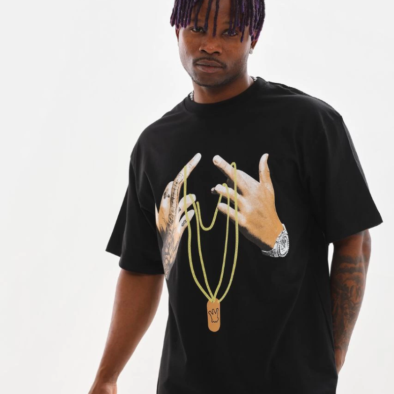 Baskılı Oversize T-Shirt - Siyah -